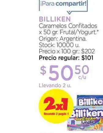 Farmacity Billiken Caramelos Confitados Frutal/Yogurt x 50gr oferta