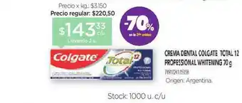 Farmacity Colgate Crema Dental Total 12 Professional Whitening 70g oferta