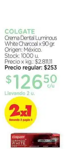 Farmacity Colgate Crema Dental Luminous White Charcoal x 90gr oferta