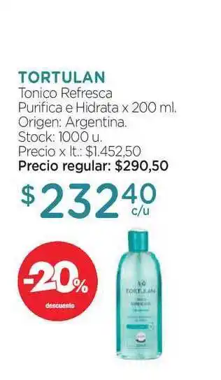 Farmacity Tortulan Tonico Refresca Purifica E Hidrata x 200ml oferta