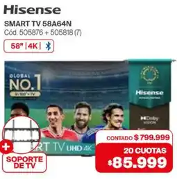 Naldo Lombardi Hisense smart tv 58a64n 58" oferta