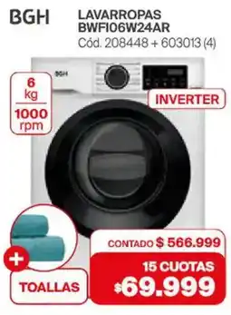 Naldo Lombardi Bgh lavarropas BWF106W24AR oferta