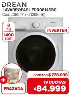 Naldo Lombardi Drean lavarropas LFDR0814SBO oferta