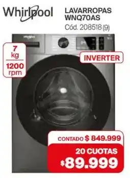 Naldo Lombardi Whirlpool lavarropas WNQ70AS oferta