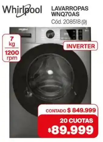 Naldo Lombardi Whirlpool lavarropas WNQ70AS oferta