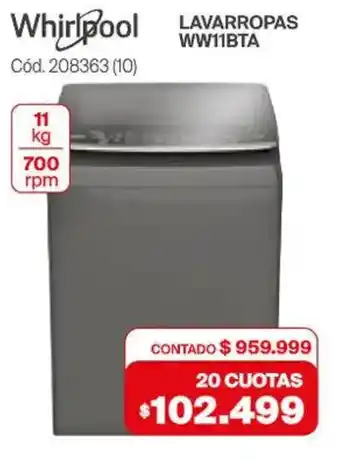 Naldo Lombardi Whirlpool lavarropas WW11BTA oferta