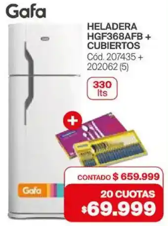 Naldo Lombardi Gafa heladera hgf368afb + cubiertos oferta