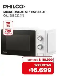 Naldo Lombardi Philco microondas MPHRW20UAP oferta