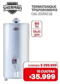 Naldo Lombardi Sherman termotanque TPGP080MSH13 oferta