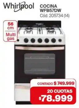 Naldo Lombardi Whirlpool cocina WFB57DW oferta