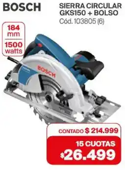 Naldo Lombardi Bosch sierra circular gks150 + bolso oferta