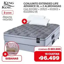 Naldo Lombardi King koil conjunto extended life advance xl + 2 almohadas oferta