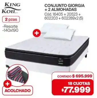 Naldo Lombardi King koil conjunto giorgia + 2 almohadas oferta