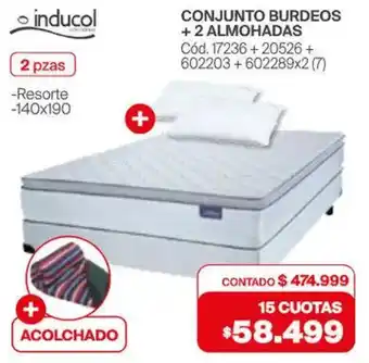 Naldo Lombardi Inducol conjunto burdeos + almohadas oferta