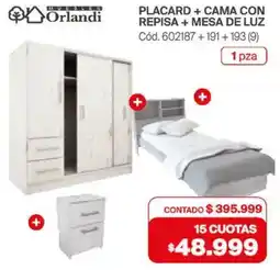 Naldo Lombardi Orlandi placard + cama con repisa + mesa de luz oferta