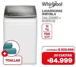 Naldo Lombardi Whirlpool lavarropas WW11BLA oferta