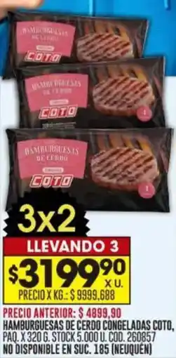 Coto Hamburguesas de lerdo congeladas coto oferta