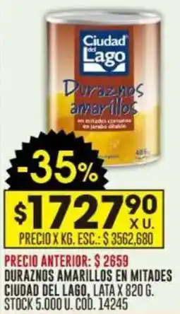Coto Duraznos amarillos en mitades ciudad del lago oferta