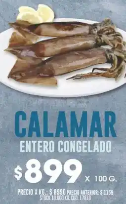 Coto Calamar entero congelado oferta