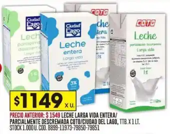 Coto Leche larga vida entera oferta