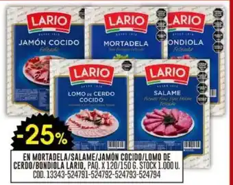 Coto Lario en mortadela/salame/jamón cocido/lomo de cerdo/bondiola oferta