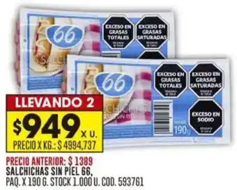 Coto Salchichas sin piel 66 oferta