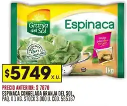Coto Espinaca congelada granja del sol oferta