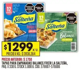 Coto La salteña tapas para empanadas balance/freír oferta