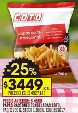 Coto Papas bastones congeladas coto oferta