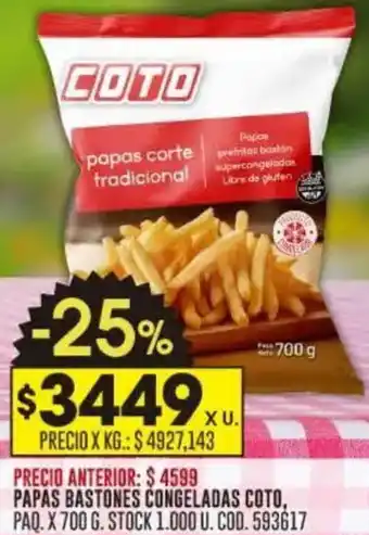 Coto Papas bastones congeladas coto oferta