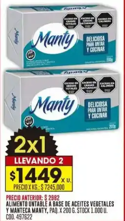 Coto Alimento untable a base de aceites vegetales y manteca manty oferta