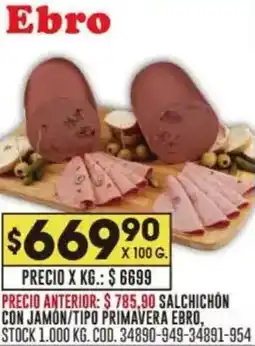 Coto Ebro salchichón con jamon/tipo primavera oferta