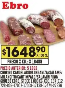 Coto Ebro chorizo candelario/longaniza oferta