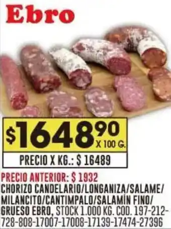 Coto Ebro chorizo candelario/longaniza oferta