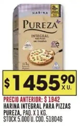 Coto Pureza harina integral para pizzas oferta