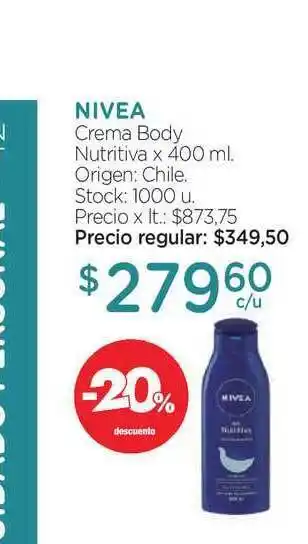 Farmacity Nivea Crema Body Nutritiva x 400ml oferta