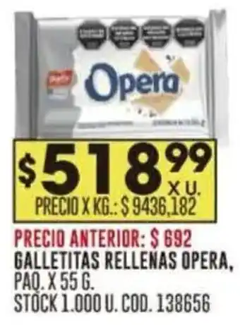 Coto Opera galletitas rellenas oferta
