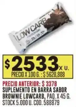 Coto Lowcarb suplemento en barra sabor brownie oferta
