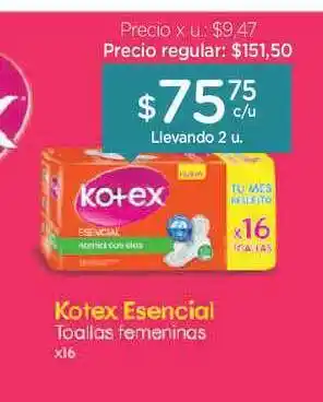 Farmacity Kotex Esencial Toallas Femeninas x16 oferta