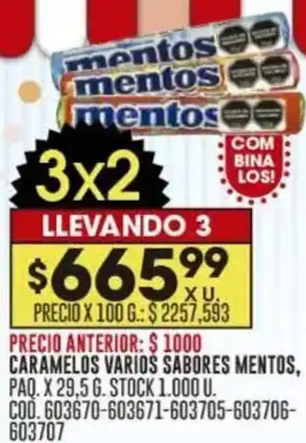 Coto Mentos caramelos varios sabores oferta