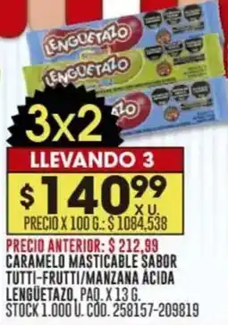 Coto Lenguetazo caramelo masticable sabor tutti-frutti/manzana ácida oferta