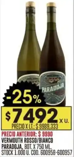Coto Paradoja vermouth rosso/bianco oferta