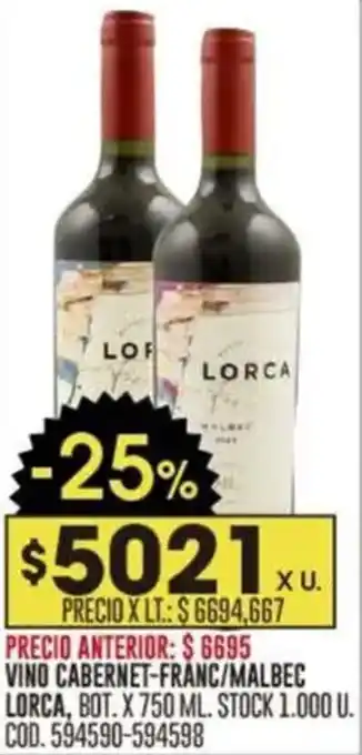 Coto Lorca vino cabernet-franc/malbec oferta