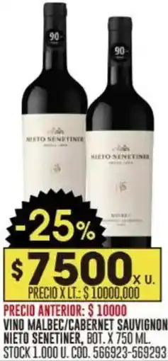Coto Nieto senetiner vino malbec/cabernet sauvignon sauvignon quinta generación oferta