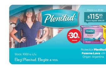 Farmacity Plenitud Femme Leve Protector x14 oferta