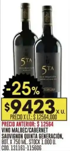 Coto Vino malbec/cabernet sauvignon sauvignon quinta generación, nieto senetiner oferta