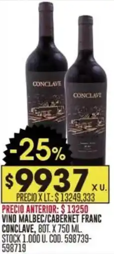 Coto Conclave vino malbec/cabernet franc oferta