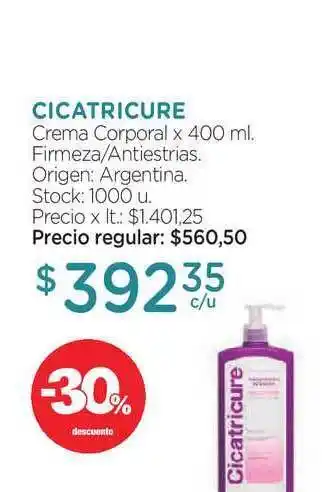 Farmacity Cicatricure Crema Corporal Firmeza/Antiestrias x 400ml oferta