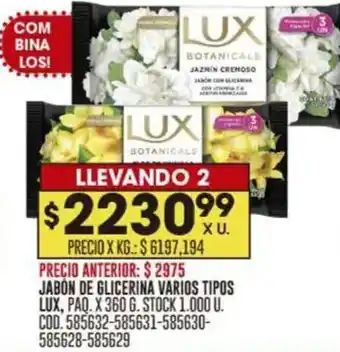 Coto Lux jabon de glicerina varios tipos oferta