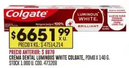Coto Colgate crema dental luminous white oferta